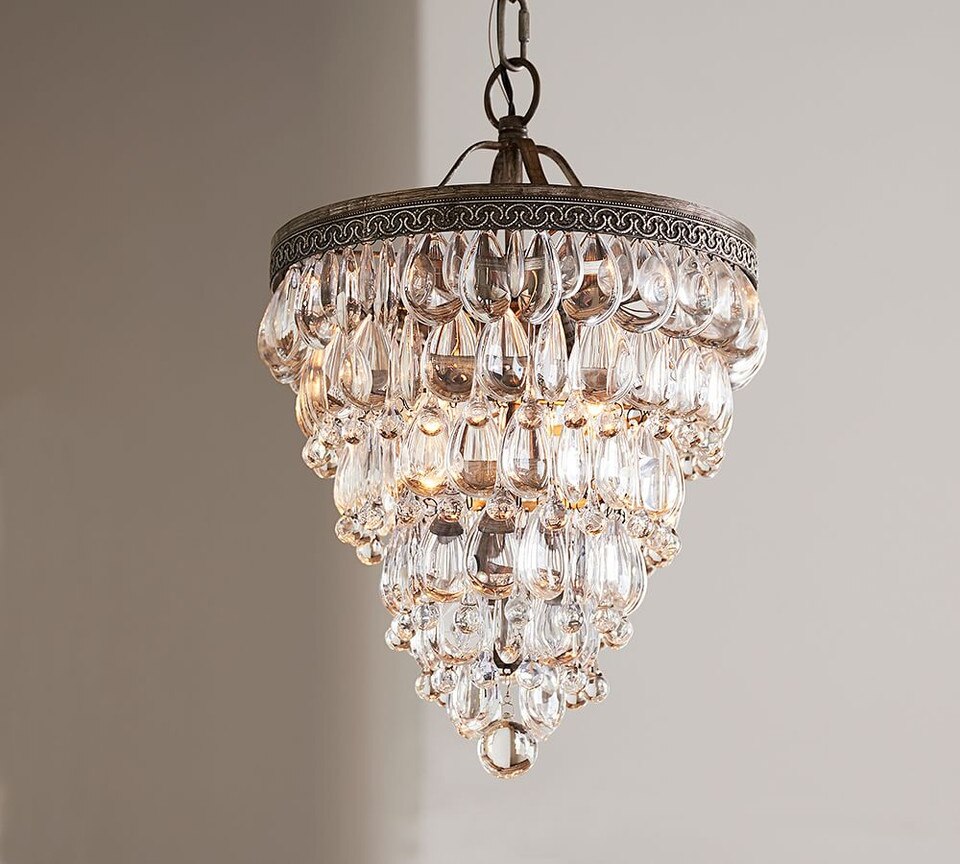 Clarissa Glass Drop Small Round Chandelier Pottery Barn Australia